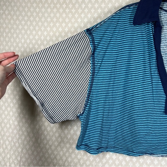 Free People We The Free Blue Striped On A Boat Crop Polo Top - Picture 4 of 6